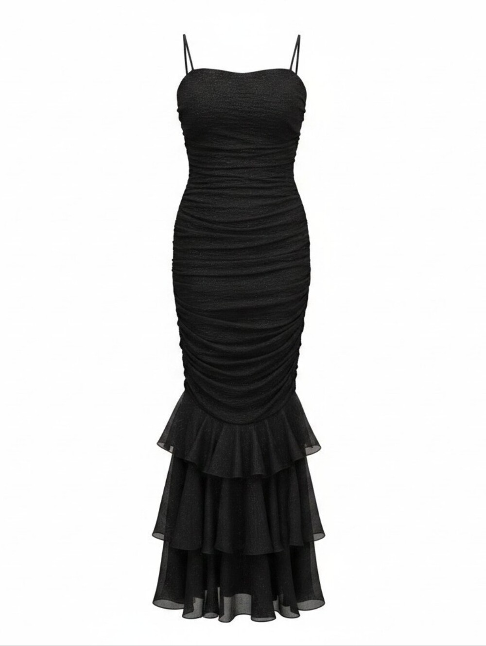 Black Ruched Mermaid Gown -